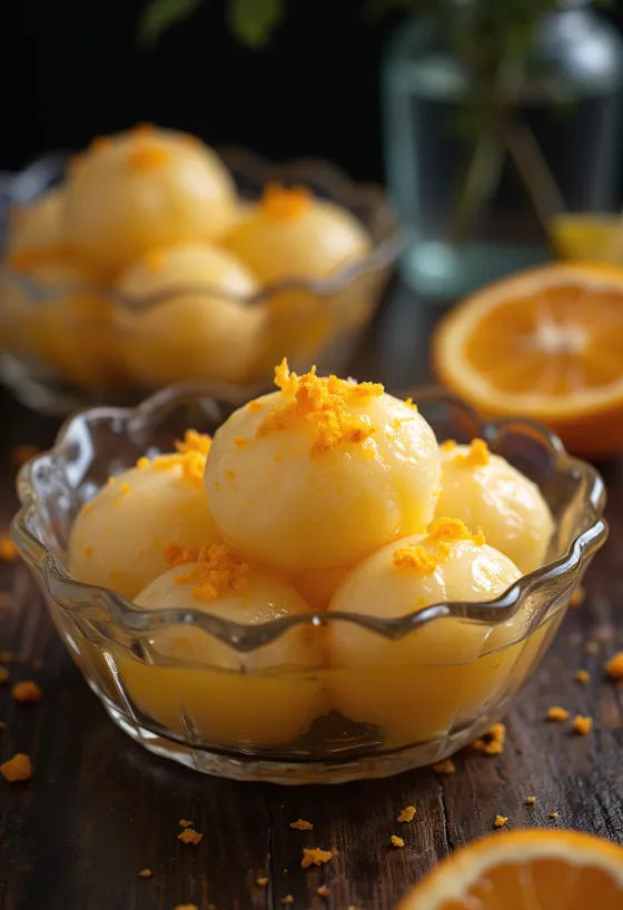 Narancsos Rasgulla, narancsos szirupban úszó túrós golyókkal