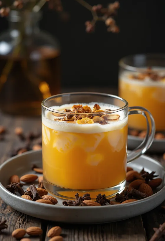 Szegfűszeges-mandulás punch pohárban