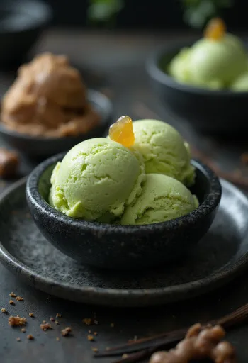 Wasabi fagylalt tálalva