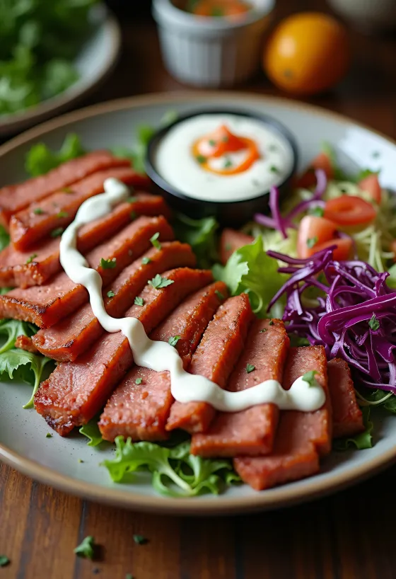 Keto doner kebab tál salátával