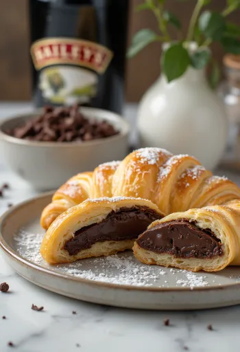 Bailey\'s krémes croissant tálalva