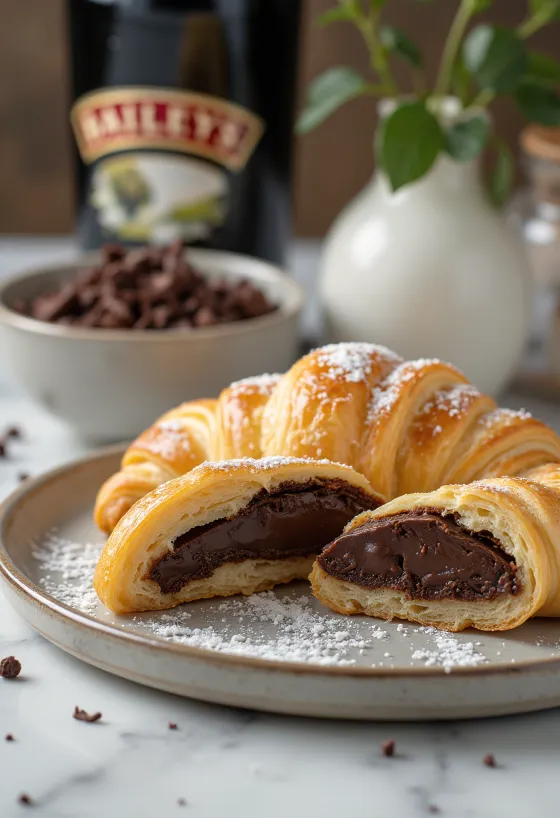 Bailey\'s krémes croissant tálalva