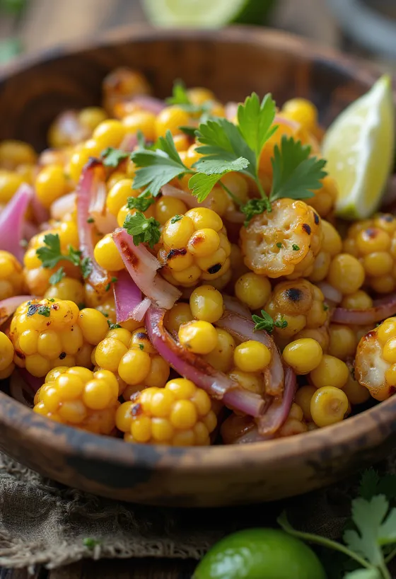 BBQ grillezett chili lime kukoricasaláta tálalva