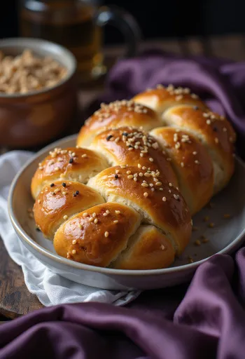 Frissen sült házi challah fonott kalács