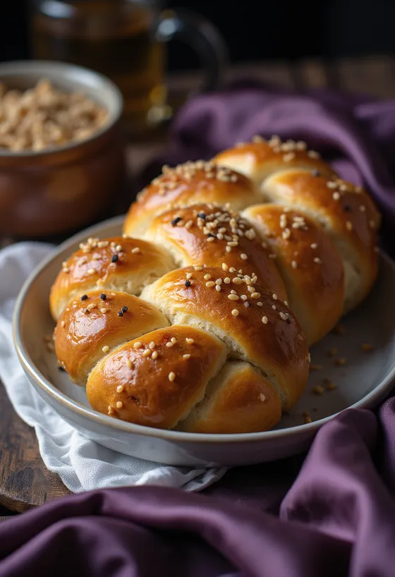 Frissen sült házi challah fonott kalács