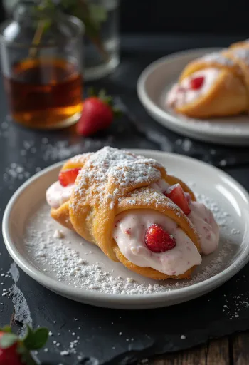 Epres-rumos cannoli desszert tálalva