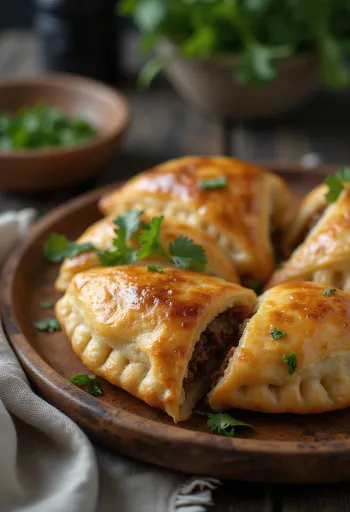 Fűszeres bárányhúsos empanada aranybarna tésztában