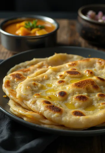 Garlic thepla, fűszeres indiai lepény aranybarna színben