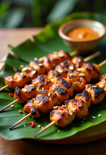 Csirke satay nyársak mogyorószószban