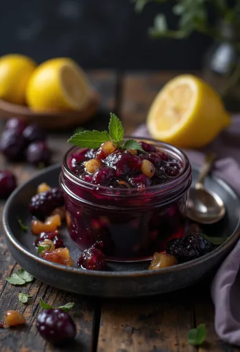 Mézes-citromos vörösboros chutney tálalva