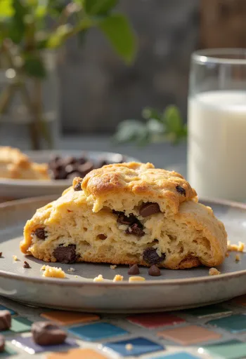 Mogyoróvajas-csokoládés scone tálalva