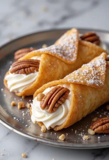Pekándiós cannoli tálalva