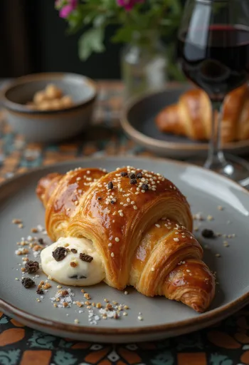 Szarvasgombás croissant tálalva