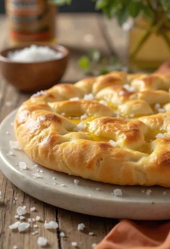 Szódabikarbónás focaccia tálalva
