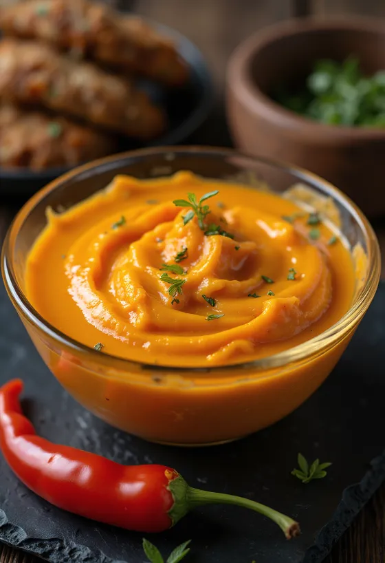 Tejszínes paprika mártás tálalva