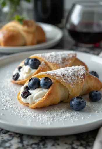 Tokaji boros-áfonyás cannoli tálalva
