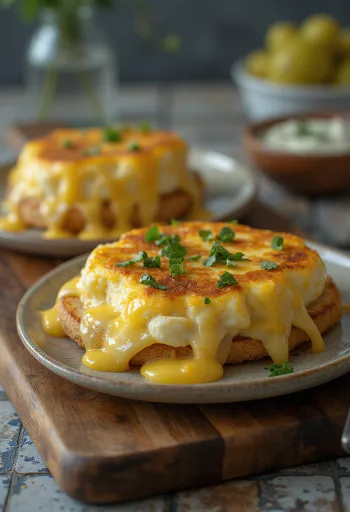 Welsh rarebit Worcestershire szósszal tálalva, sajtos szószban, pirítós kenyér tetején