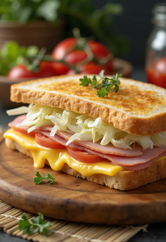 Bauru sajttal, tálalva friss petrezselyemmel