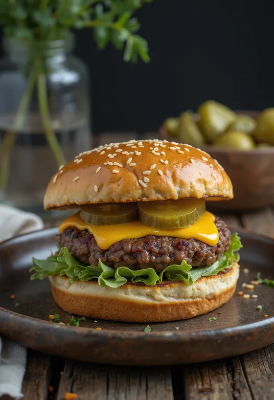 Bio marhahúsos hamburger friss hozzávalókkal
