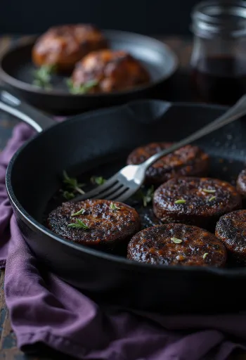 Black pudding klasszikus változat, sült marhahússal, tormával és friss petrezselyemmel