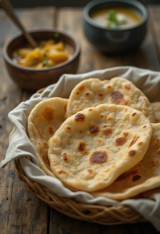 Frissen sült házi chapati kenyér