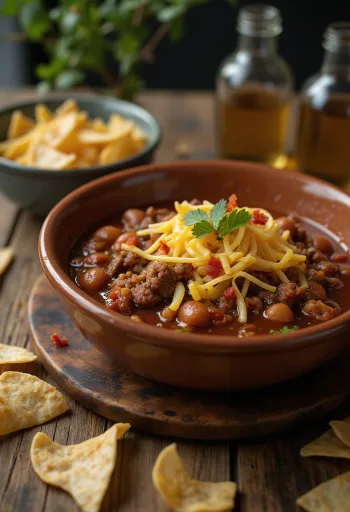 Chilis bab friss tortillával tálalva