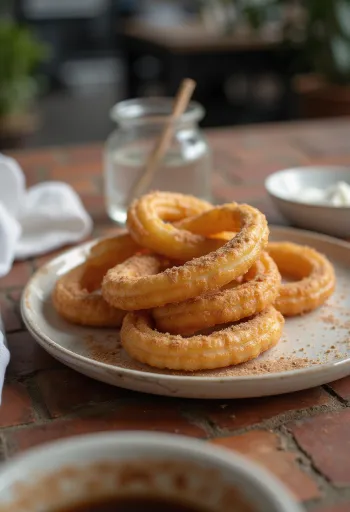 Churros fahéjjal, fahéjas cukorral megszórva, frissen sült
