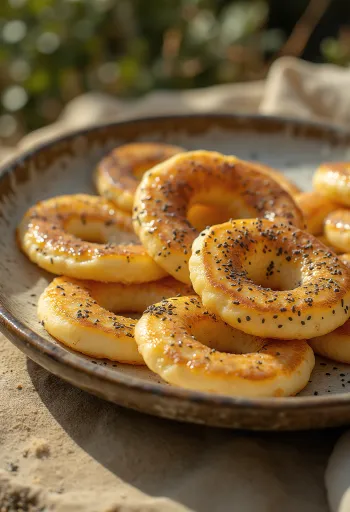 Obwarzanek pancake mákkal vagy szezámmaggal tálalva