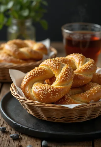 Simit - török szezámos gyűrű tálalva
