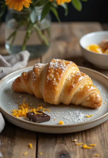 Vodkás croissant tálalva