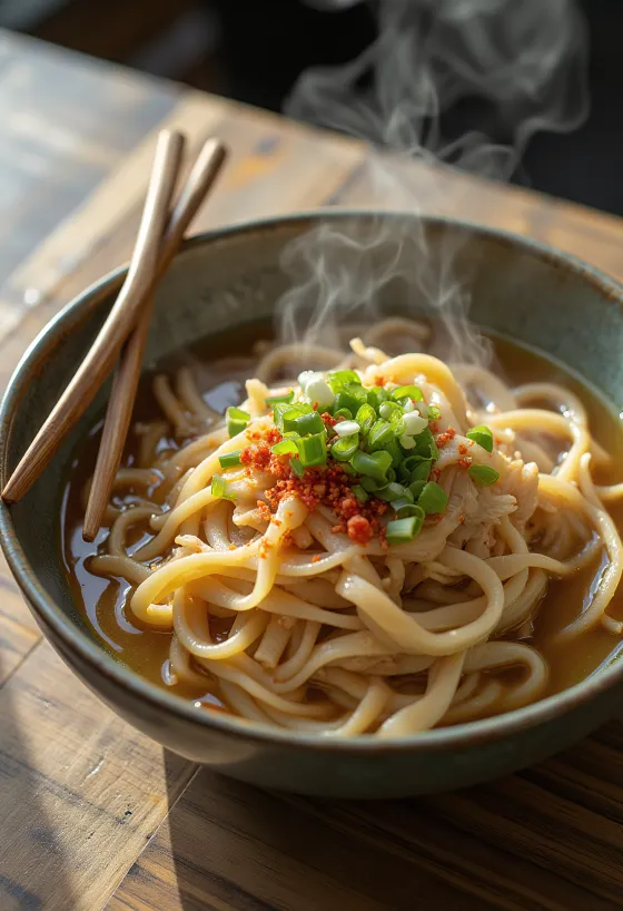 Andong kalguksu leves tálalva csirkehússal