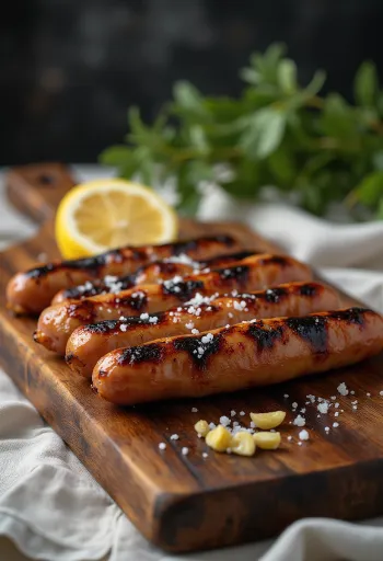 Chistorra a la Parrilla, grillkolbász ropogós, fűszeres külsővel, tálalva