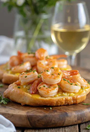 Garnélás-fokhagymás focaccia tálalva
