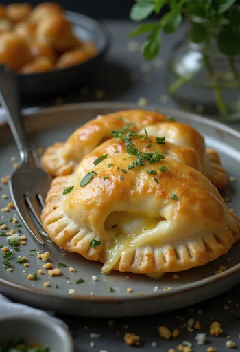 Mozzarellás-fokhagymás empanada tálalva