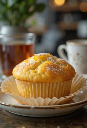 Narancsos-vaníliás muffin porcukorral meghintve