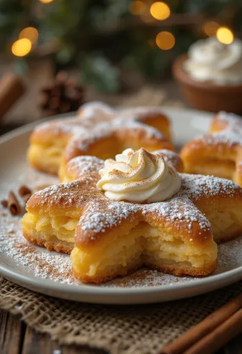 Pandoro fahéjjal díszítve porcukorral
