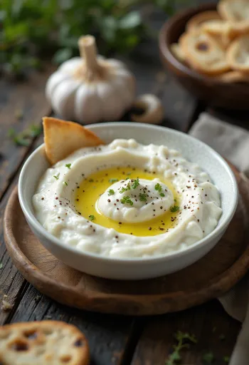 Probiotikus fokhagyma joghurt, tálalva frissen