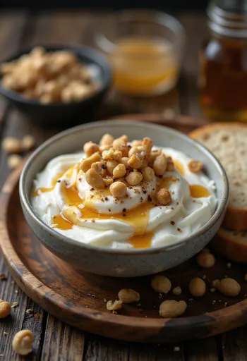 Krémes probiotikus joghurt pohárban, tetején pörkölt földimogyoróval