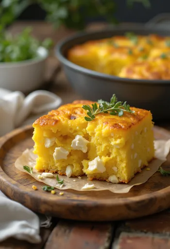 Proja kukoricaliszttel feta sajttal és petrezselyemmel díszítve