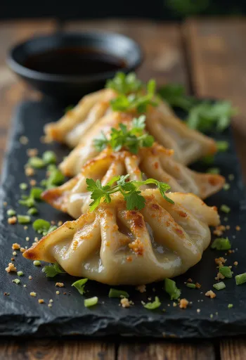 Wasabi Gyoza tálalva szójaszósszal
