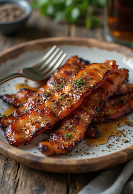 BBQ grillezett vegán bacon