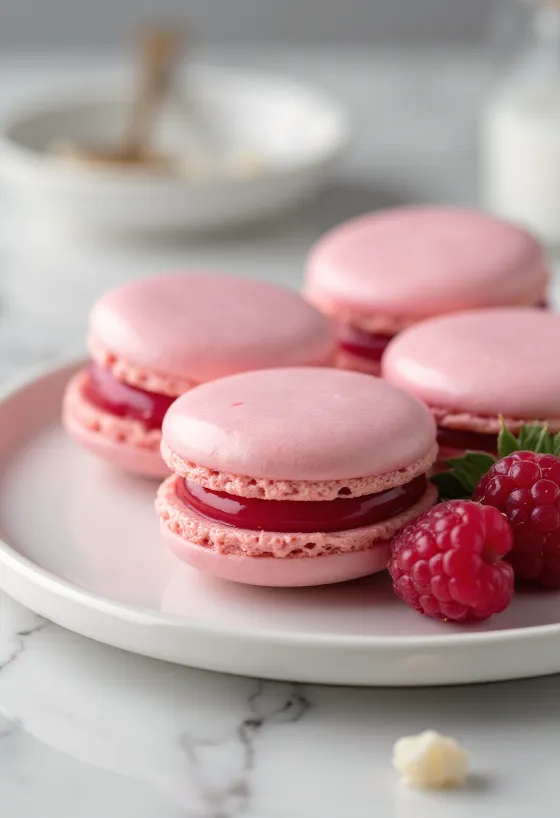 Fehércsokis-málnás macaron