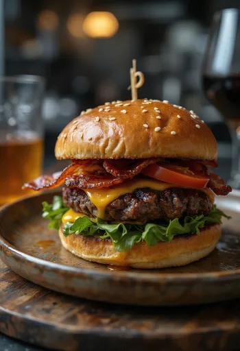Füstölt BBQ hamburger tálalva