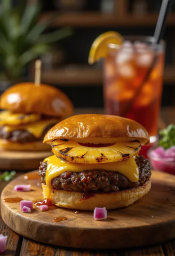 Hawai burger tálalva