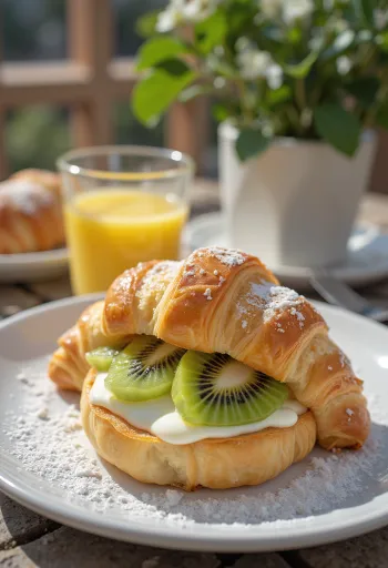 Kiwi croissant tálalva