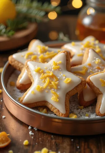 Mézes csillagok porcukorral és díszítéssel