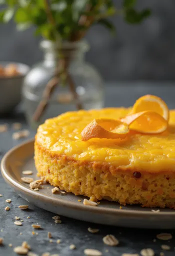 Narancsos-zabpelyhes torta tálalva