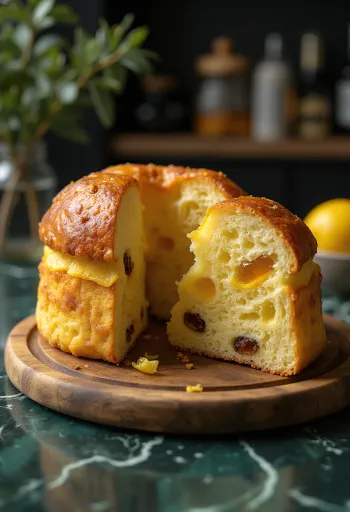 Aranybarna panettone citrommal és mazsolával, papírformában sütve