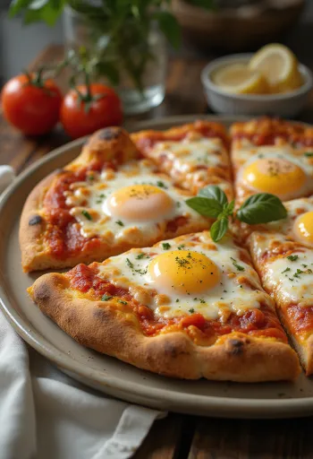 Pizza a Caballo tükörtojással, vastag tésztával és mozzarellával
