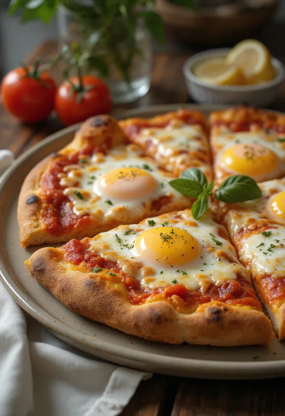 Pizza a Caballo tükörtojással, vastag tésztával és mozzarellával